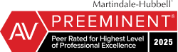 Martindale-Hubbell AV Preeminent 2025 badge indicating peer-rated highest level of professional excellence.